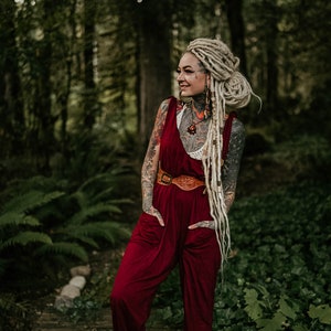 Jumpsuit Women Morin in Red / Super Soft Cotton / Pockets