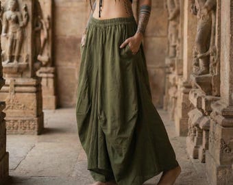 Falda larga bohemia de algodón para mujer / Falda larga Leilani con bolsillos