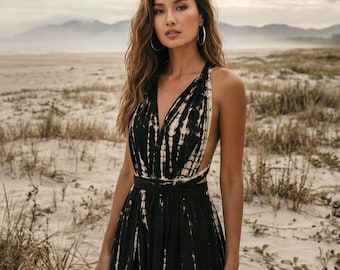Boho Tie Dye Maxi Dress | Vacation Resort Wear | Summer Goddess Dress