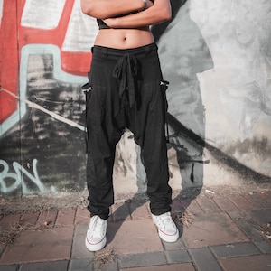 Harem Pants for Women & Men in Black / Super Soft Cotton / Lounge Pants