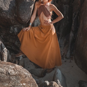 Maxi / Midi-Baumwollrock Aurora Copper / Boho Bio-Baumwollrock