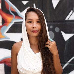 Backless Hood Top Cowl Necked Hood Crop Top.