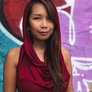 Backless Hood Top Cowl Necked Hood Crop Top.