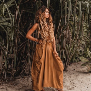 Jupe Maxi Alaina en Cuivre / avec Poches / Coton Bio / Boho