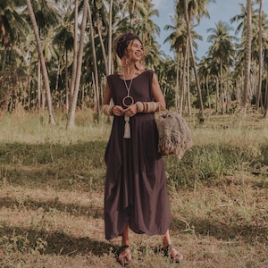 Boho Maxi Dress Wayan with Pockets / Bohemian Dress / Natural Cotton