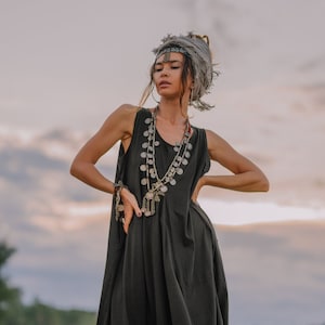 Sleeveless Pocket Dress Shaia / Bohemian Dress / 100% Cotton