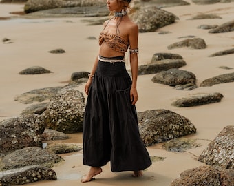 Maxi Skirt Keela in Black /  Long Skirt with Pockets / Organic Cotton