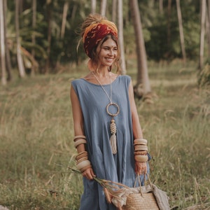 Boho Dress Maxi Wayan with Pockets / Bohemian Dress / Natural Cotton