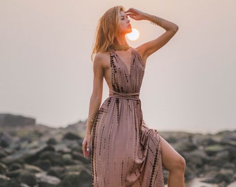 Boho Tie Dye Maxi Dress | Vacation Resort Wear | Summer Goddess Dress