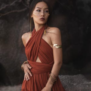 Boho Maxi Kleid Amara Rust / Boho Wickelkleid aus natürlicher Baumwolle