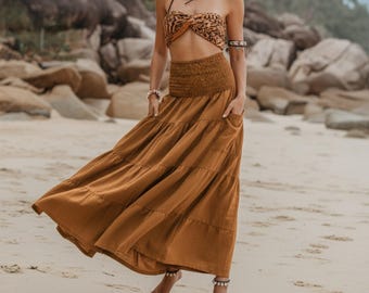 Maxi Rock Keela / Langer Rock mit Taschen / Bio Baumwolle
