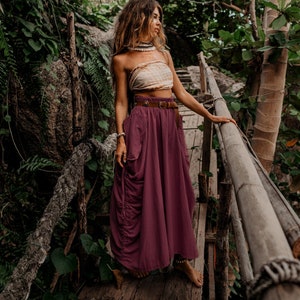 Maxi Skirt Alaina in Red / with Pockets / Organic Cotton / Bohemian