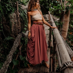 Maxi Skirt Alaina in Rust / with Pockets / Organic Cotton / Bohemian