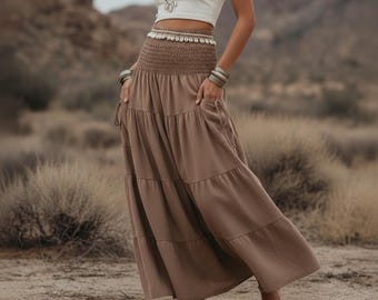 Maxi Rock Keela / Langer Rock mit Taschen / Bio Baumwolle