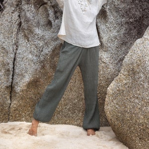 Pantaloni in cotone da donna / Pantaloni Yogana Sage - Grigio / Cotone garzato super morbido