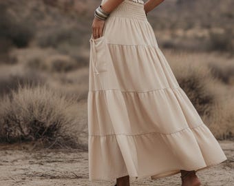 Maxi Rock Keela / Langer Rock mit Taschen / Bio Baumwolle