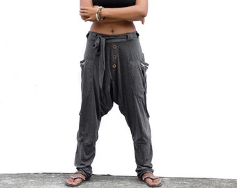 Harem Pants for Women & Men in Charcoal / Super Soft Cotton / Lounge Pants