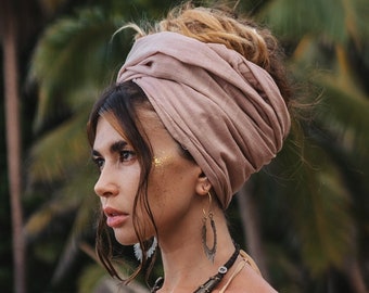 Headscarf Wrap in Desert Rose / Turban Scarf Top / Headcover Wrap 100% Cotton