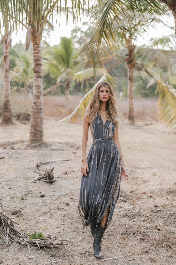 Boho Tie Dye Maxi Dress | Vacation Resort Wear | Summer Goddess Dress