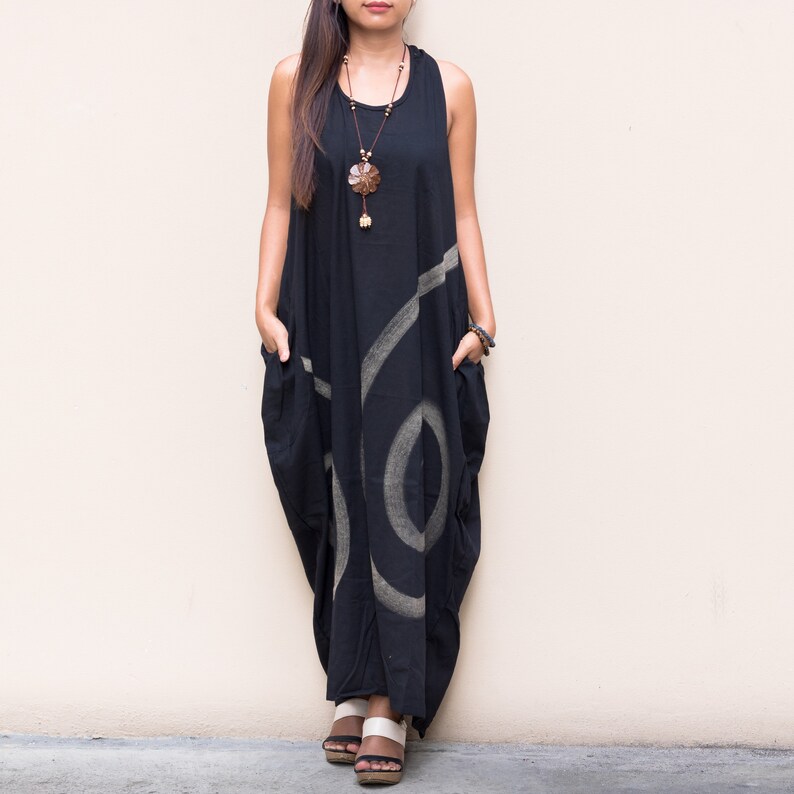 Boho Dress Maxi Oversized Boho Dress Gypsy Dress Tribal Dress Hippie Dress Bohemian Dress Maxi Black
