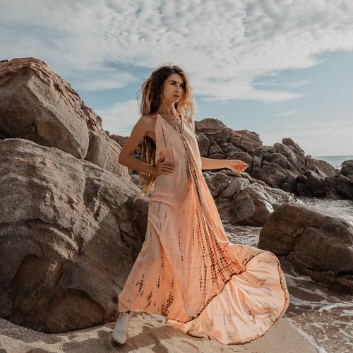 tie dye beach cover up dress Cupshe Shifting Skies Tie-Dye Cover-Up Midi Dress - Beige