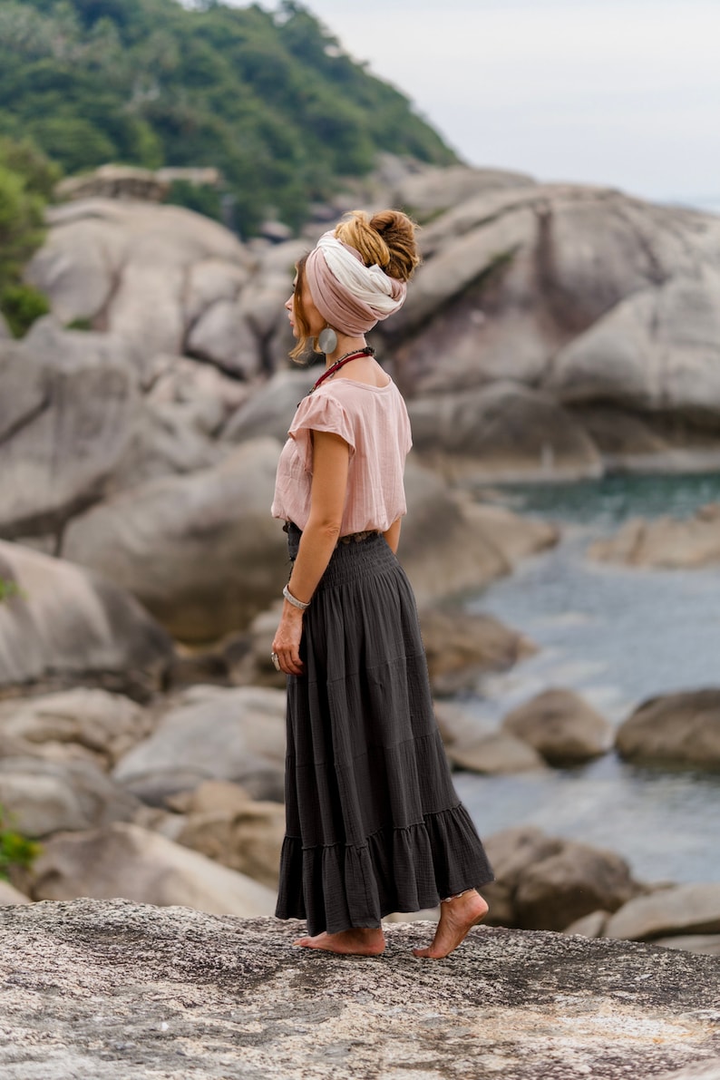 Maxi Skirt & Dress Aotea in Sand / Double Gauze Long Skirt / Organic Cotton zdjęcie 7