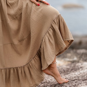 Maxi Skirt & Dress Aotea in Sand / Double Gauze Long Skirt / Organic Cotton image 3