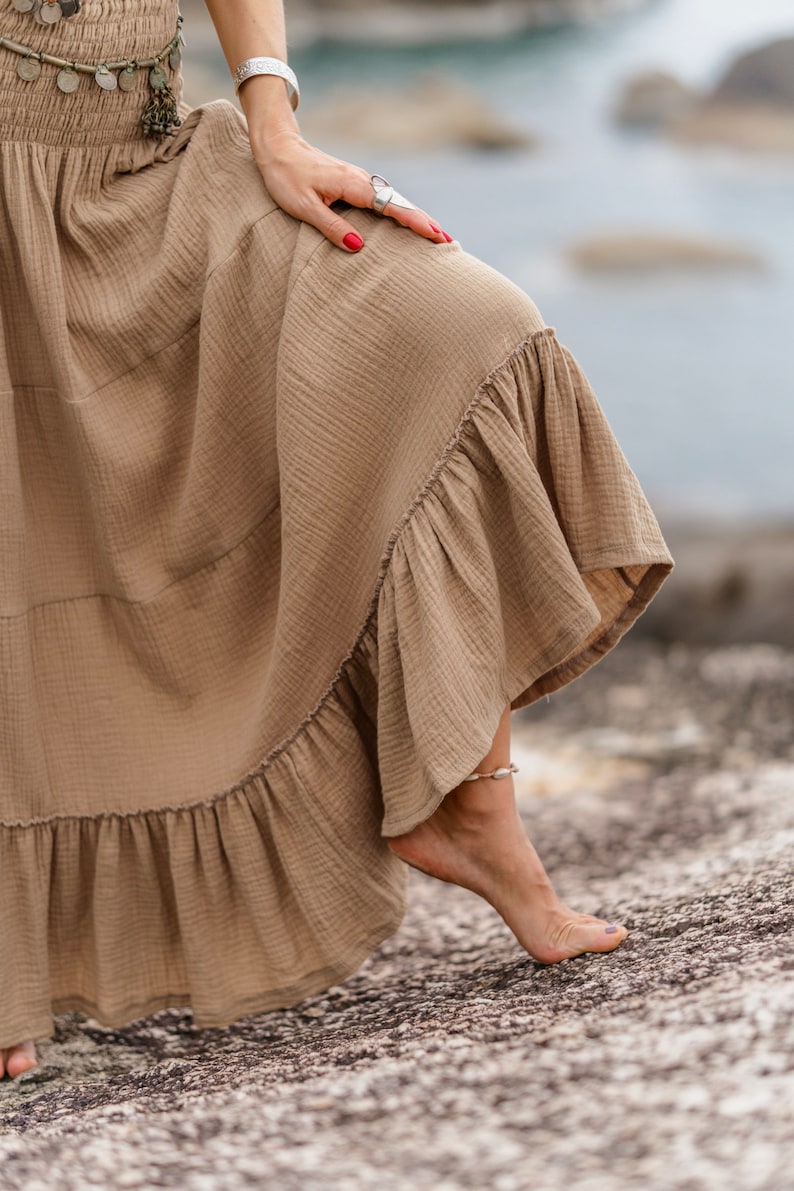 Maxi Skirt & Dress Aotea in Sand / Double Gauze Long Skirt / Organic Cotton zdjęcie 3