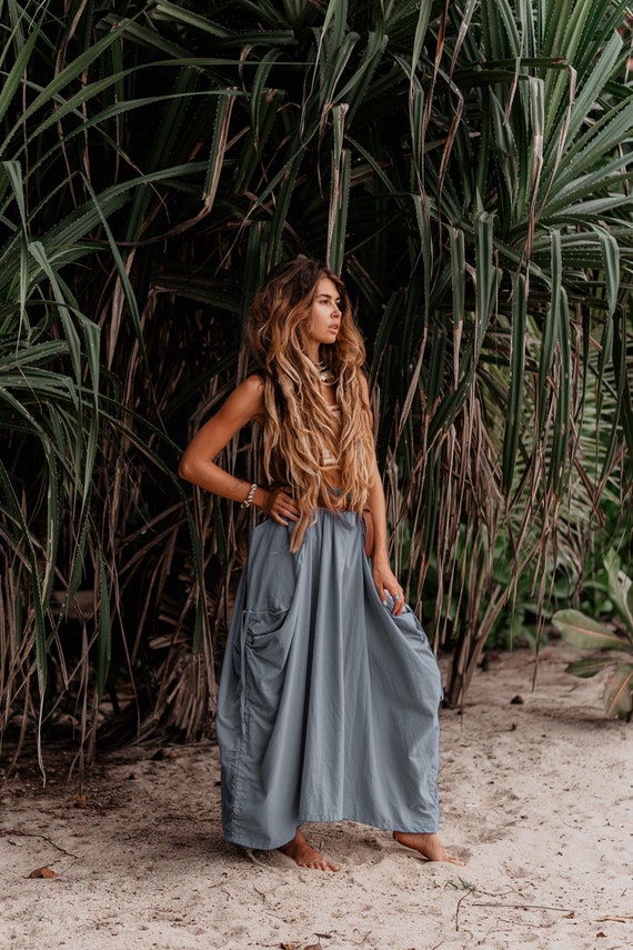 Grey cotton maxi skirt hot sale