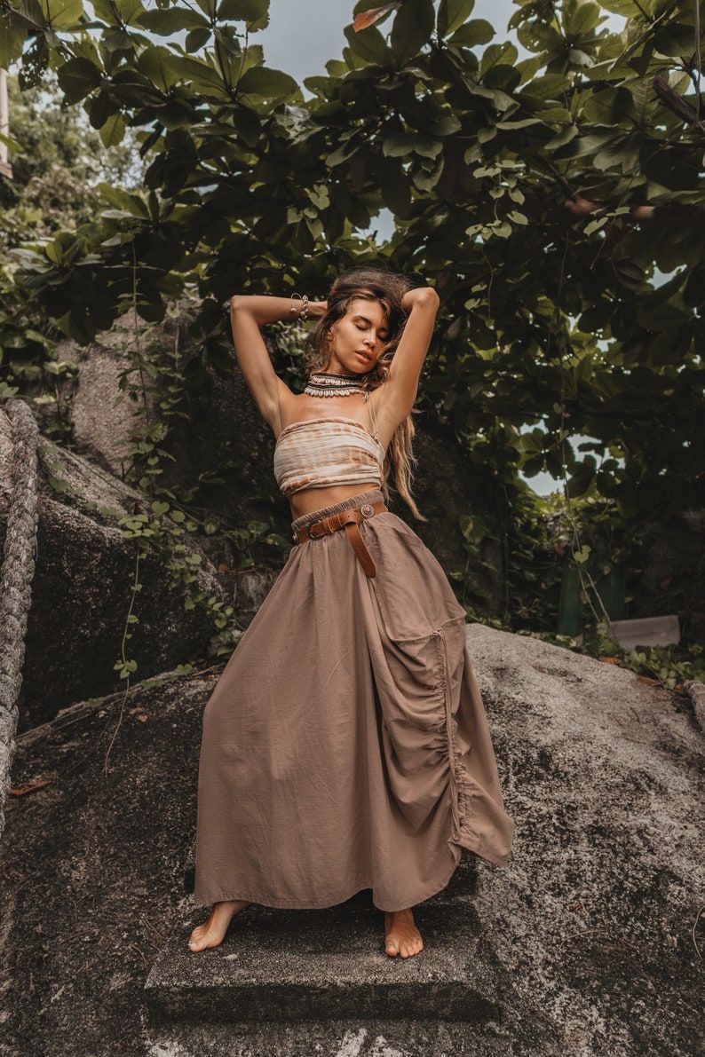 Maxi Skirt Alaina in Copper / with Pockets / Organic Cotton / Bohemian Desert Orchid