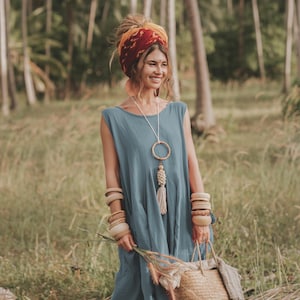 Boho Dress Maxi Wayan with Pockets / Bohemian Dress / Natural Cotton