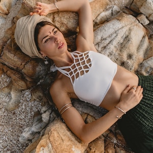Macrame Crop Top Pali White