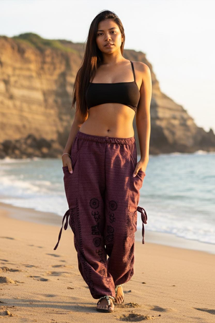 YOUR COZY Sarouel pour Femme - Style bohème - Aladdin - Taille smockée YOUR COZY Sarouel pour Femme - Style bohème - Aladdin - Taille smockée
