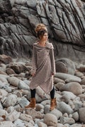 Womens Hooded Sweater Coat Amita In Beige / Half Season Coat Pullover / Bohemian product logo