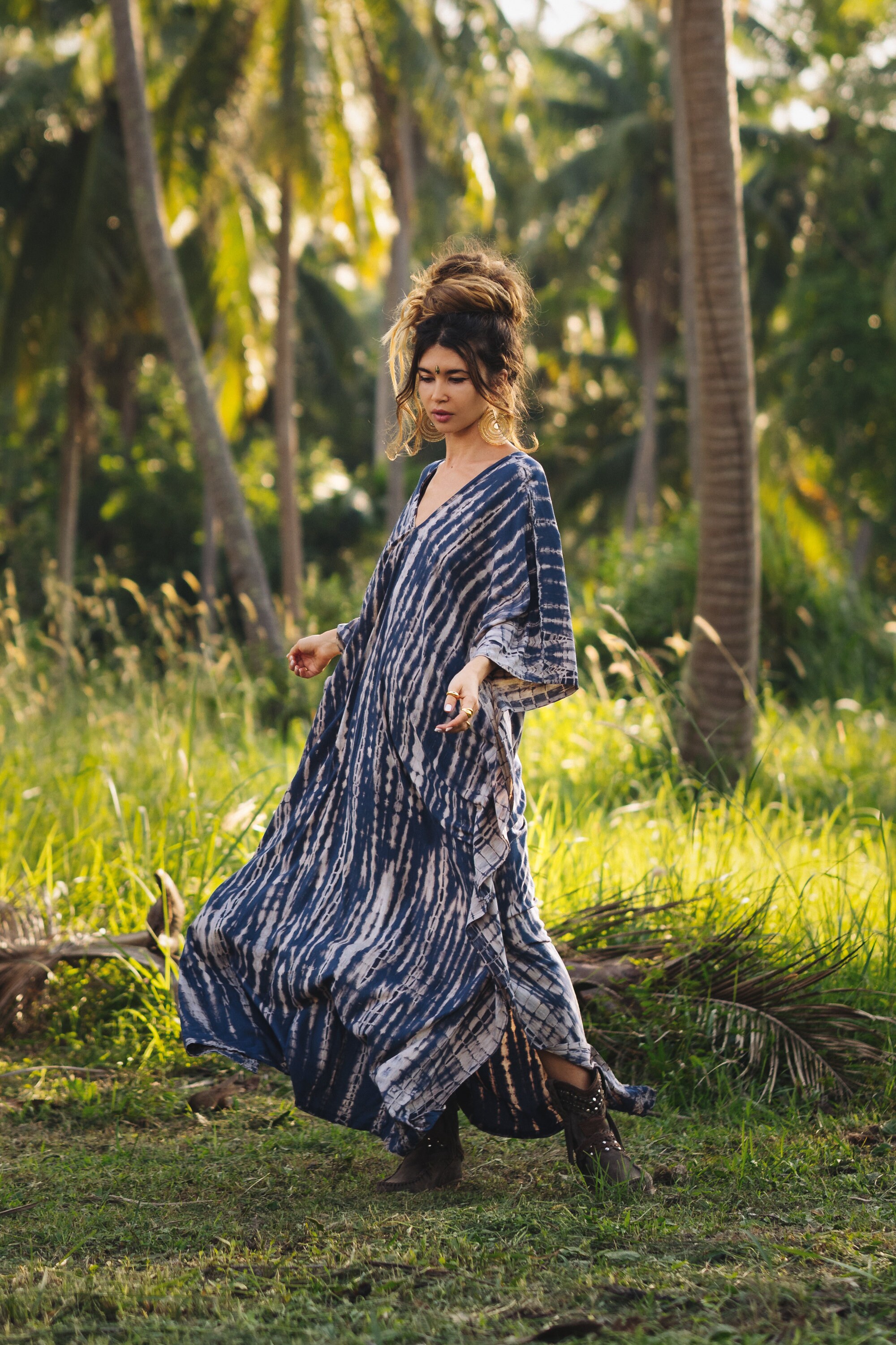 Kaftan Maxi Dress in Dark Blue / Boho Dress / Fits Plus Size / - Etsy UK