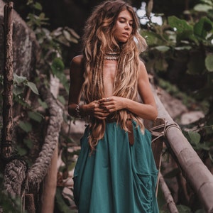 Spódnica maxi Alaina w kolorze miedzi / z kieszeniami / bawełną organiczną / Boho Teal