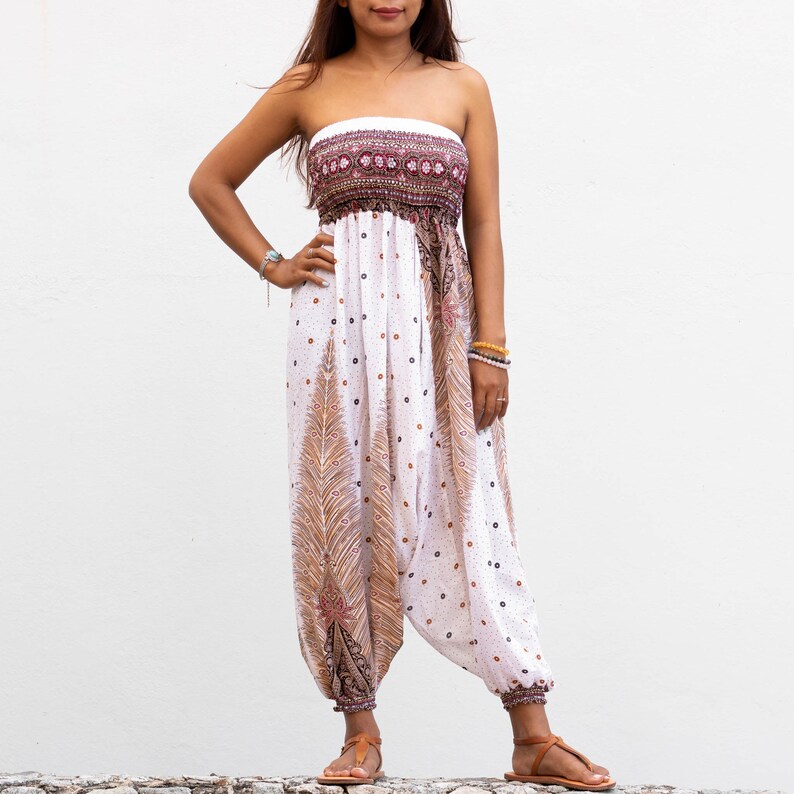 Convertible Harem Pants Jumpsuit White Etsy