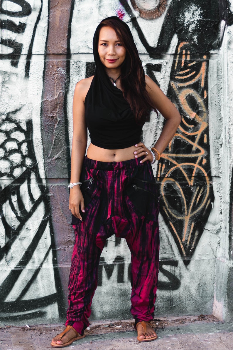 Harem Pants Tie Dye Drop Crotch Pants Cyberpunk