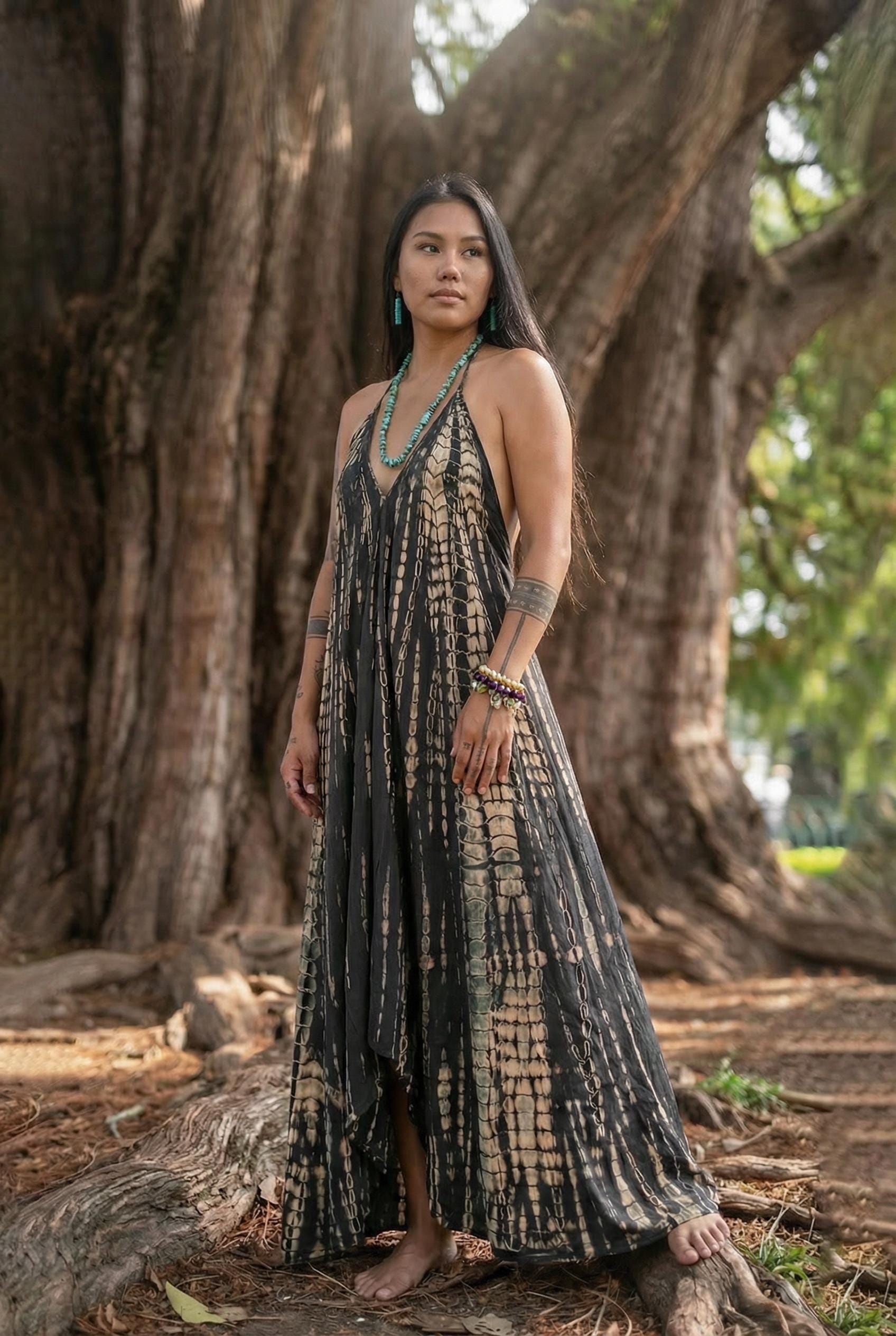 Jurk Dames - Katoen Boho Maxi Jurk met Print – Van Halen Mode