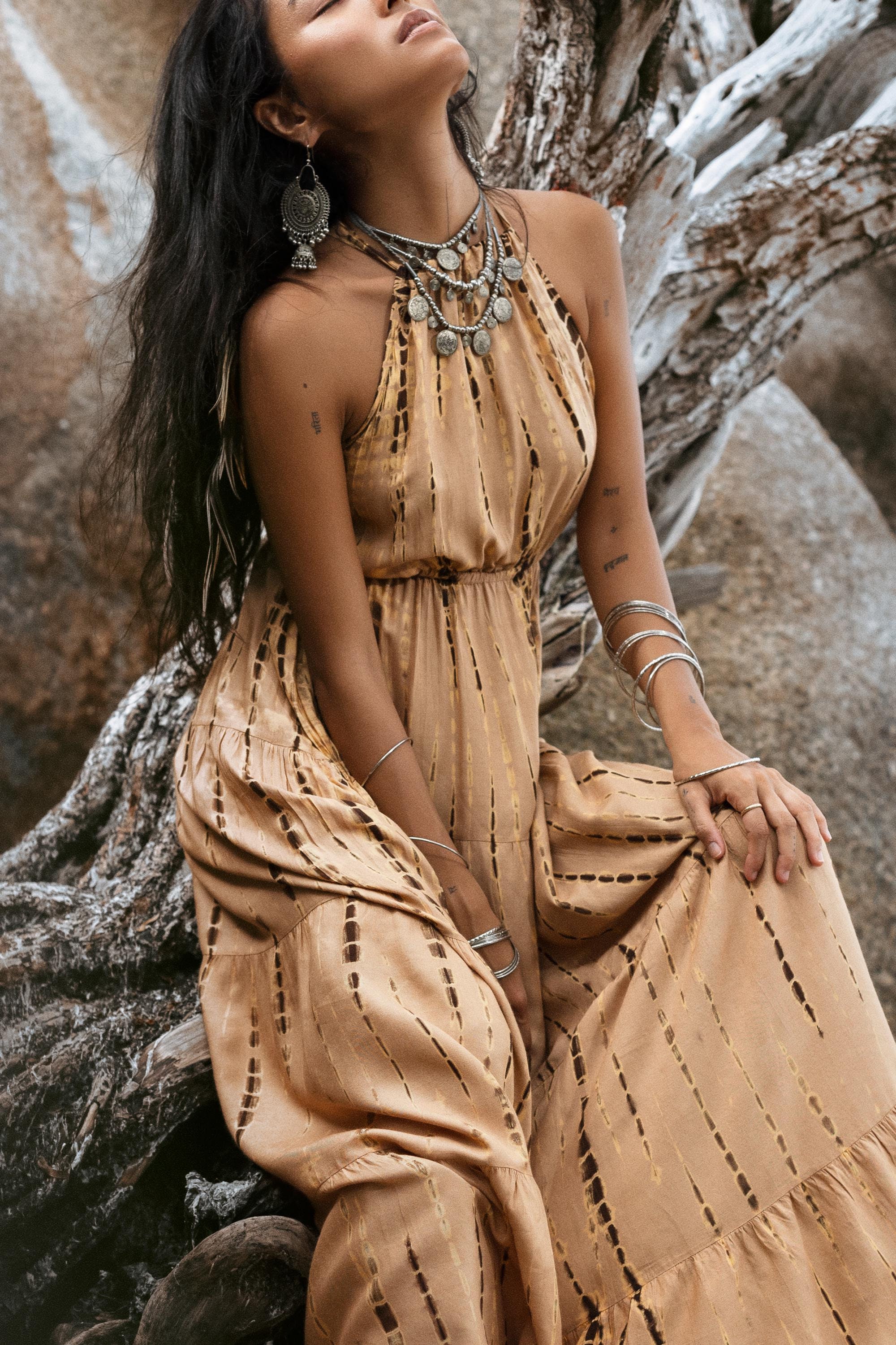 Robe Soleil Boho Tie-dye Noir - Taille 8-12, Sans Manches, Népalais, Neuve Sans étiquette