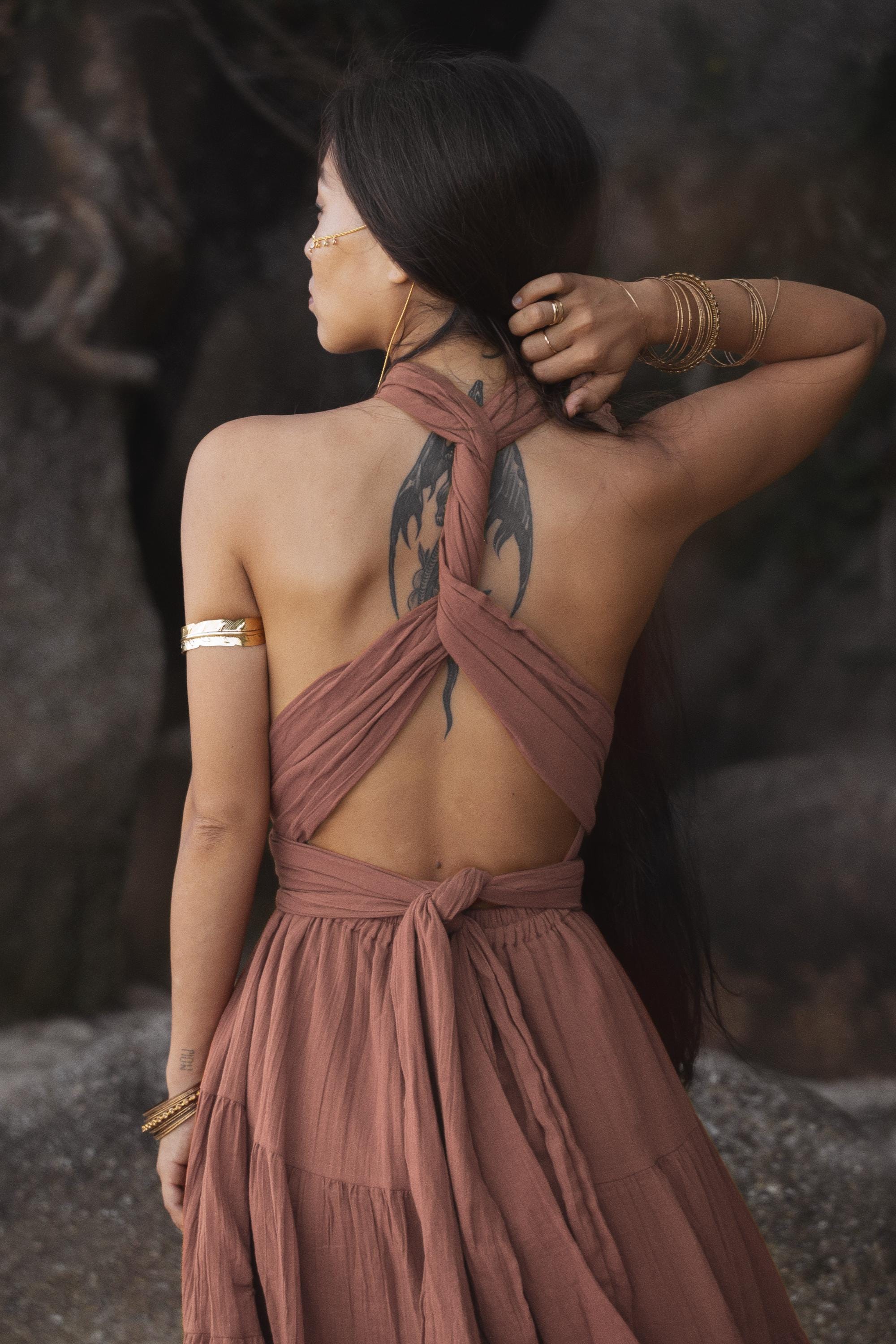 rust maxi dress boho Women's Cowl Neck Maxi Dress main image 1