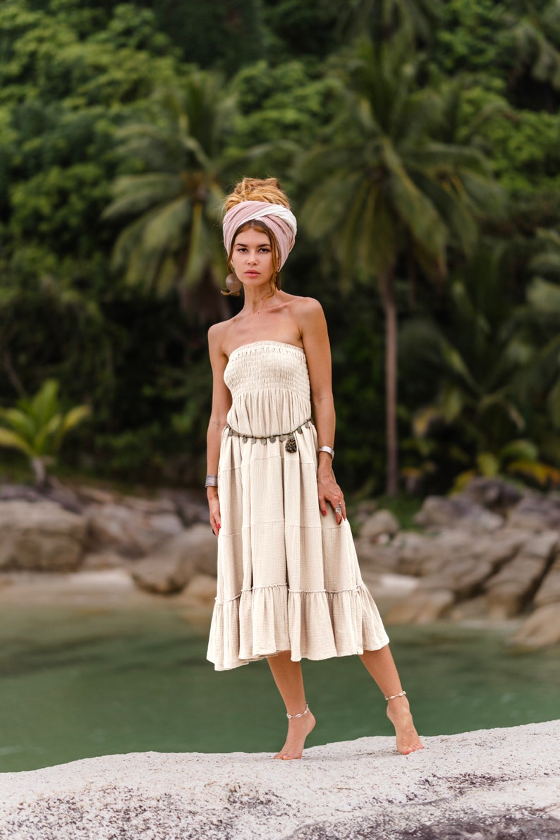 Maxi Skirt & Dress Aotea in Sand / Double Gauze Long Skirt / Organic Cotton image 6