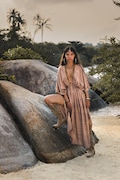 Boho Tie Dye Kaftan Dress / Loose Maxi Dress Resort Wear V- Neck Open Back product logo