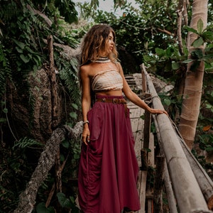 Spódnica maxi Alaina w kolorze miedzi / z kieszeniami / bawełną organiczną / Boho Red