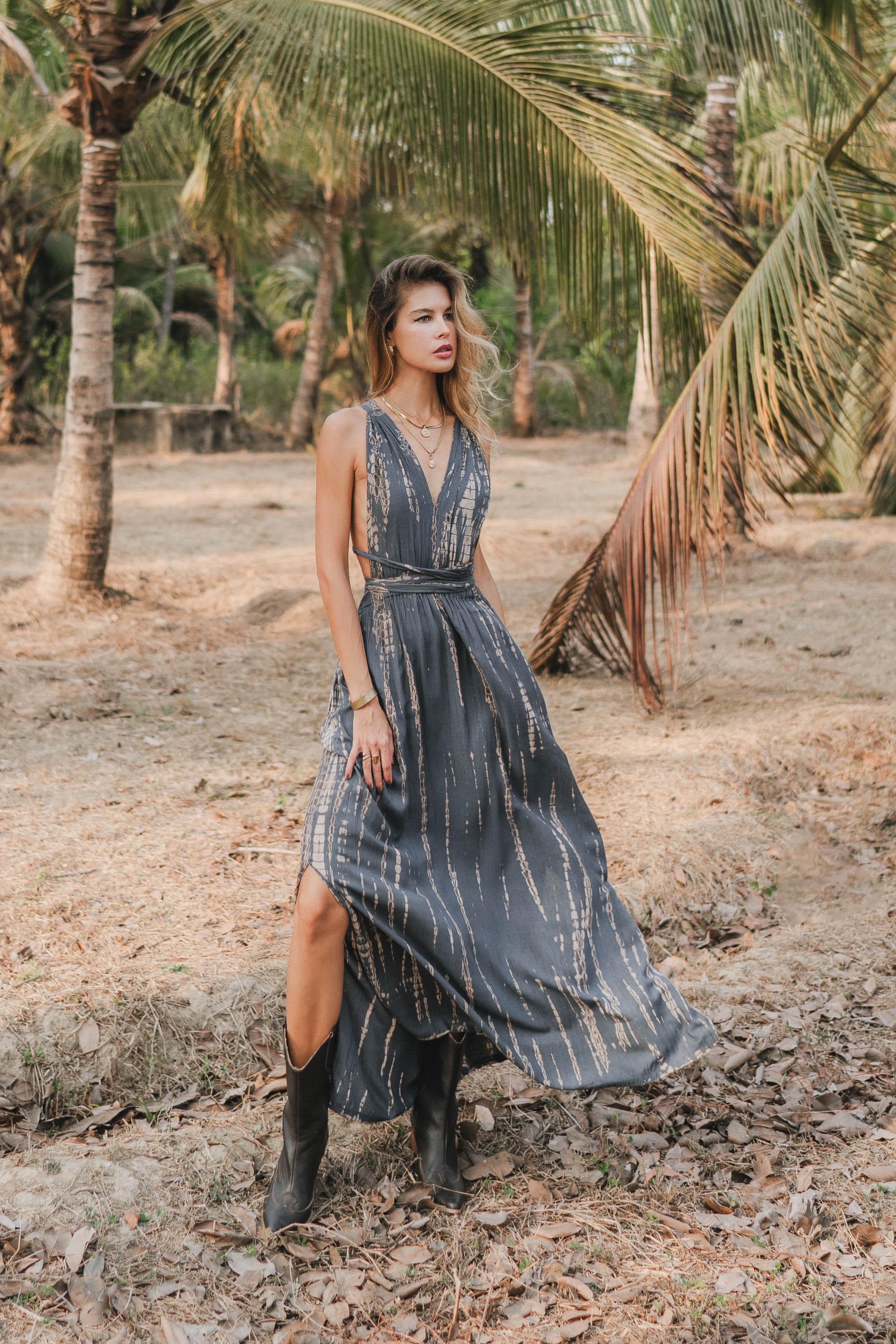 boho tie dye dress Hippie Boho Maxi Flowy Tie Dye Dress Random Hippie