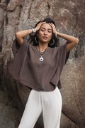 Women's Butterfly Cotton Top /Sola Top Mocha / Super Soft Gauze Cotton product logo