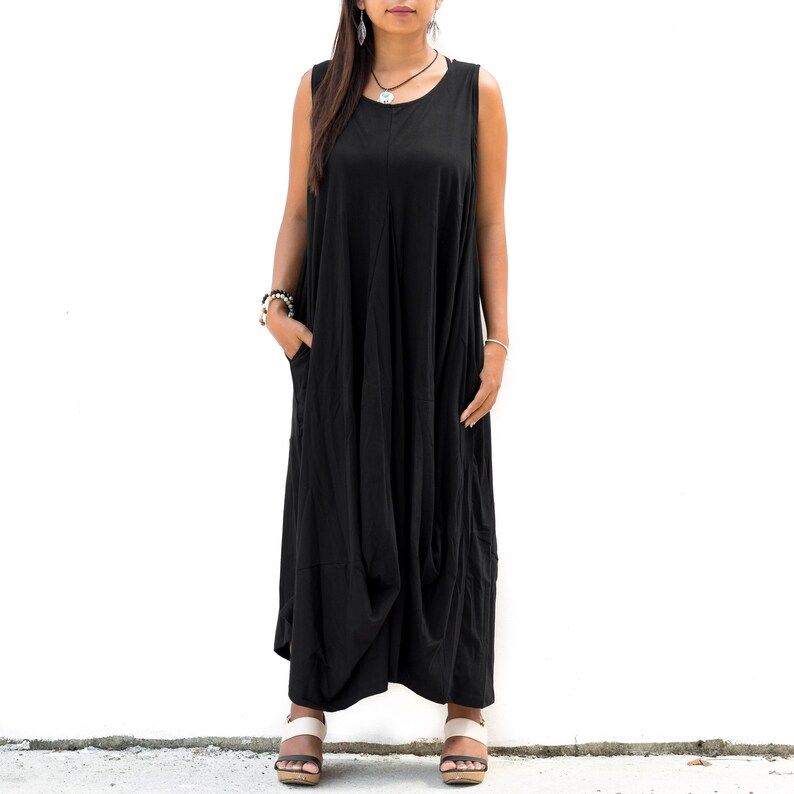 Maxi Cotton Boho Dress with Pockets Etsy