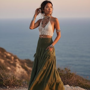 Maxi Skirt Keela /  Long Skirt with Pockets / Organic Cotton