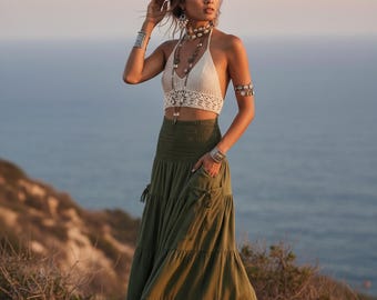 Maxi Skirt Keela /  Long Skirt with Pockets / Organic Cotton