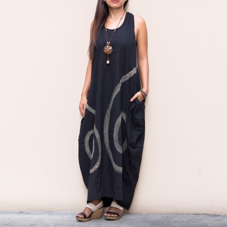 Boho Dress Maxi Oversized Boho Dress Gypsy Dress Tribal Dress Hippie Dress Bohemian Dress Maxi Black